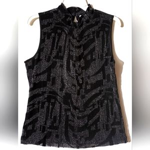 Alberto Makali black silver sparkly tank top L